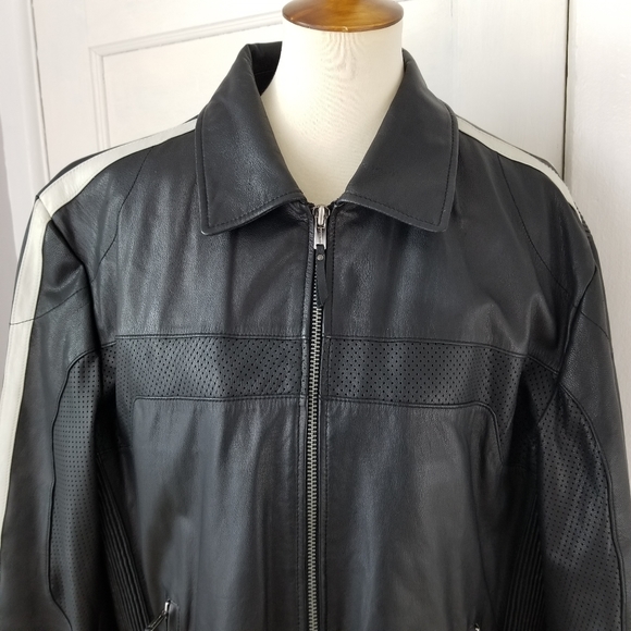 Kenneth Cole Reaction Genuine Leather Moto Jacket, Size L - Picture 6 of 16